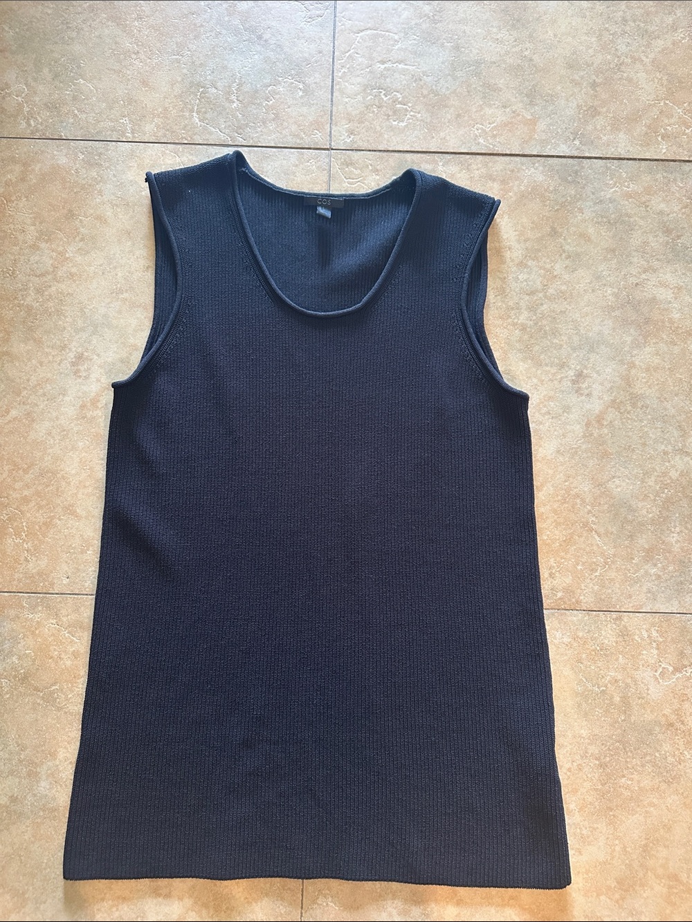 COS Black Ribbed Sleeveless Tank Top